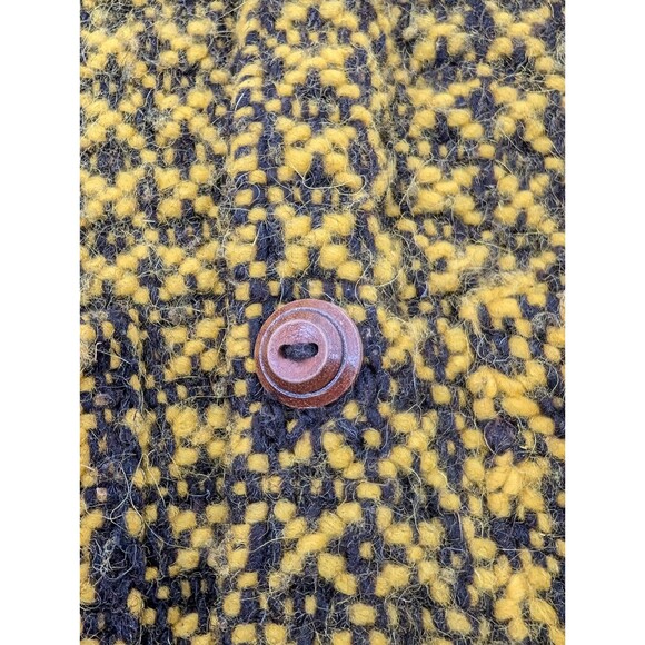 Ends Of The Earth 100% Wool Handmade in Ecuador Yellow Black Button Coat Size L - Picture 3 of 10